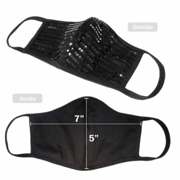 ‼️ Black Sequin Sparkle Protective Face Mask - Picture 3 of 3
